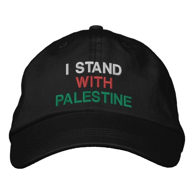 Casquette Brodée Je suis avec la Palestine blanc rouge vert noir te (Devant)