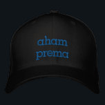 Casquette Brodée je suis divine amour aham prema mantra bleu<br><div class="desc">Mantra sanskrit - il dit 'aham prema.' dans le sens bleu - Je suis amour divin</div>