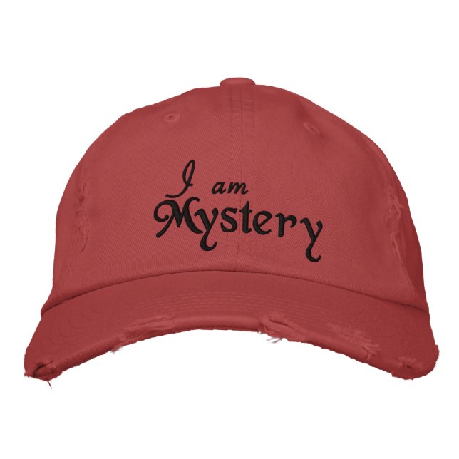 Casquette Brodée Je Suis Mystère Citation Black Rustic Red Cool (Devant)