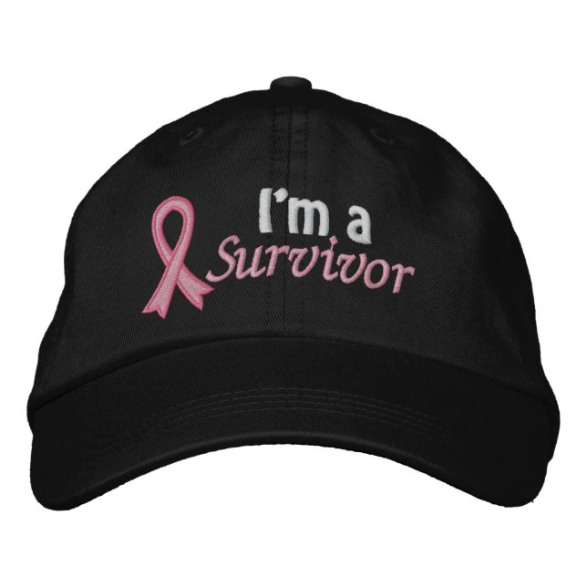Casquette Brodée Je suis un survivant - Cancer du sein (Devant)
