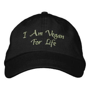 Casquette Brodée Je suis végétalien pendant la vie. Vert. Slogan.