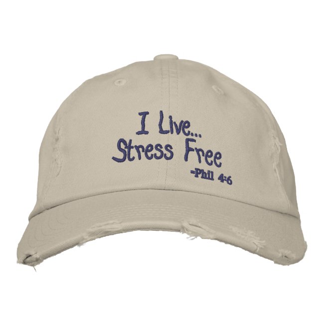 Casquette Brodée Je vis Stress Free Personnaliser it (Devant)