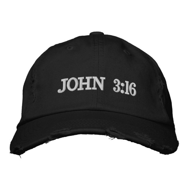 Casquette Brodée Jean 3:16 Versets de grâce blanc Broderie chrétien (Devant)
