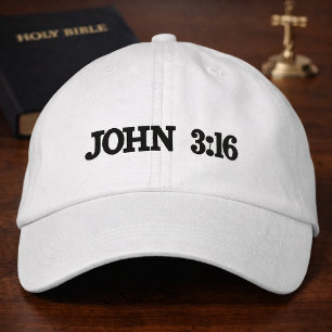 Casquette Brodée Jean 3:16 Versets de grâce blanc Broderie chrétien