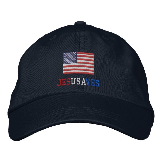 Casquette Brodée Jésus sauve avec le drapeau américain (Devant)