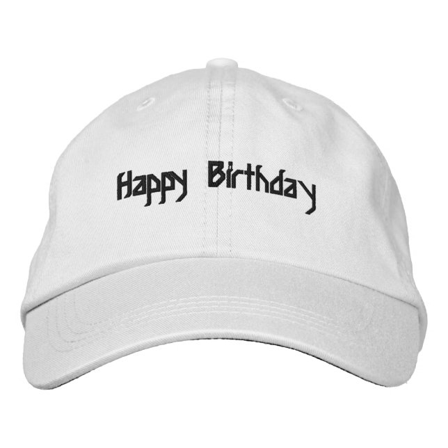 Casquette Brodée Joyeux Anniversaire Couleur noire Texte Couleur bl (Devant)