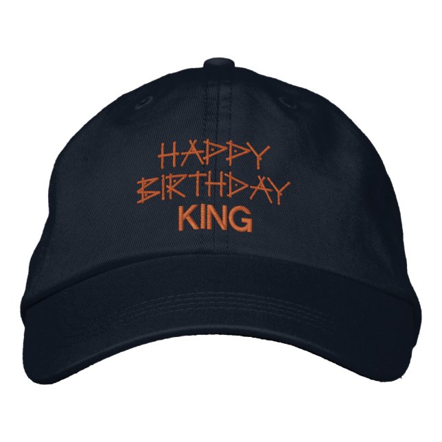 Casquette Brodée Joyeux Anniversaire KING Texte imprimé Célébration (Devant)