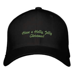 Casquette Brodée Joyeux Noël avec un Holly, Jolly ! Avant - X-mas A
