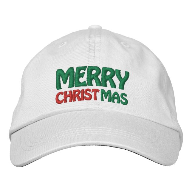 Casquette Brodée Joyeux Noël rouge blanc et vert (Devant)