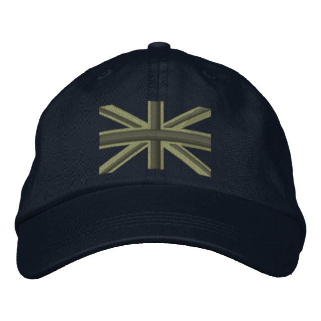 Casquette Brodée Kaki Union Jack Drapeau Angleterre Swag Broderie (Devant)