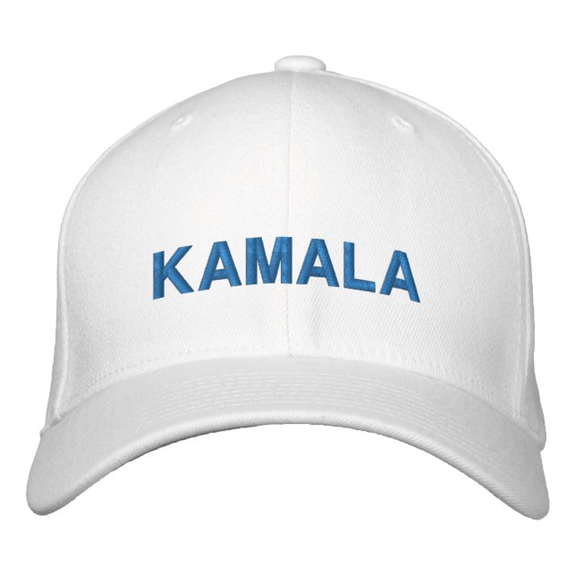 Casquette Brodée Kamala moderne typographie bleue personnalisée (Devant)