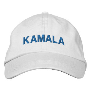 Casquette Brodée Kamala typographie bleue moderne personnalisée