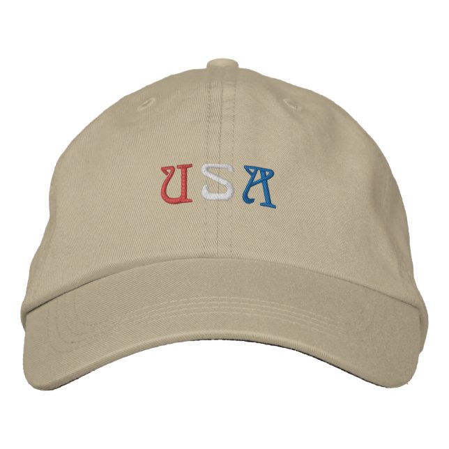 Casquette Brodée Khaki USA Basic Réglable (Devant)
