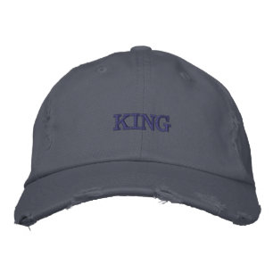 Casquette Brodée KING Vintage Azure Réglable Écosse Style Bleu