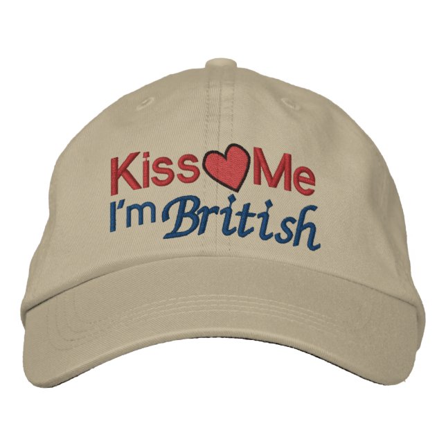 Casquette Brodée KISS Me Je suis britannique par SRF (Devant)