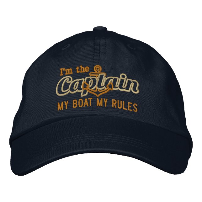 Casquette Brodée Le capitaine dit mon bateau mes règles (Devant)