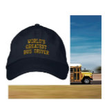 Casquette Brodée Le plus grand conducteur de bus du monde brodé cas<br><div class="desc">Créez votre propre casquette réglable sur Zazzle.com. Utilisez l'outil de conception pour télécharger votre art, vos designs ou votre image pour créer un casquette réglable d'une sorte! Vous pouvez également ajouter du texte à l'aide de polices professionnelles et voir un aperçu de votre création ! Le casquette réglable de Zazzle,...</div>