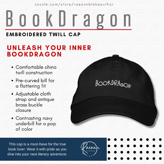 Casquette Brodée Les amateurs de livre 'Bookdragon' Brodé Twill Cas (Créateur téléchargé)