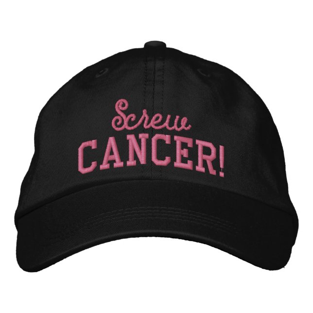 Casquette Brodée Lettres de rose de cancer du sein de vis (Devant)