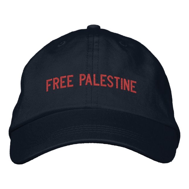 Casquette Brodée Libérez la Palestine rouge texte personnalisé mini (Devant)
