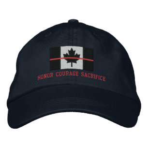 Casquette Brodée Ligne rouge mince Courage d'honneur canadien Sacri