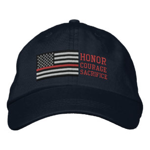 Casquette Brodée Ligne rouge mince sacrifice de courage d'honneur