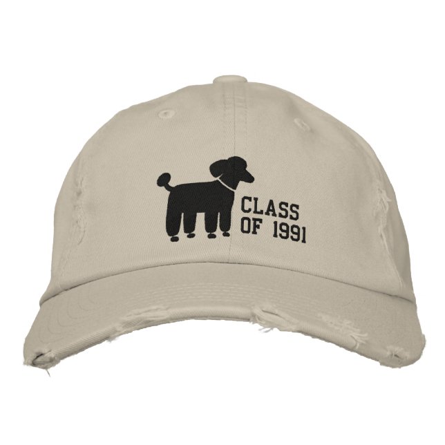 Casquette Brodée Logo de chien de caniche noir avec texte et couleu (Devant)
