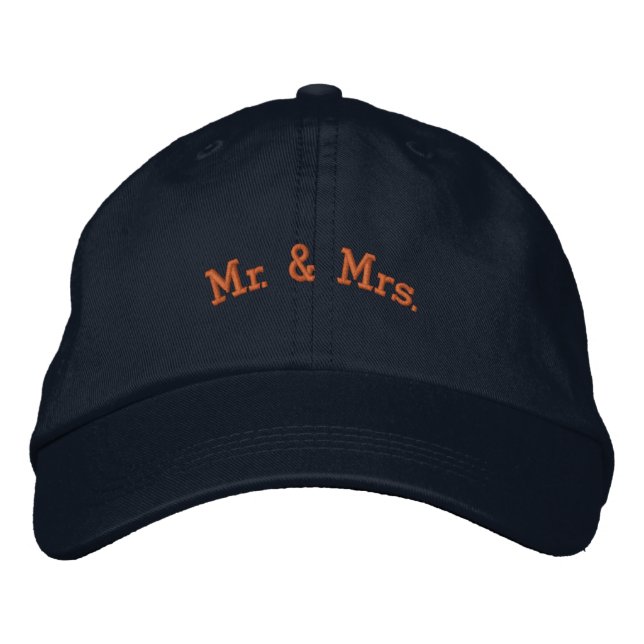 Casquette Brodée M. & Mme Nom personnalisé Texte couleur miel Chape (Devant)