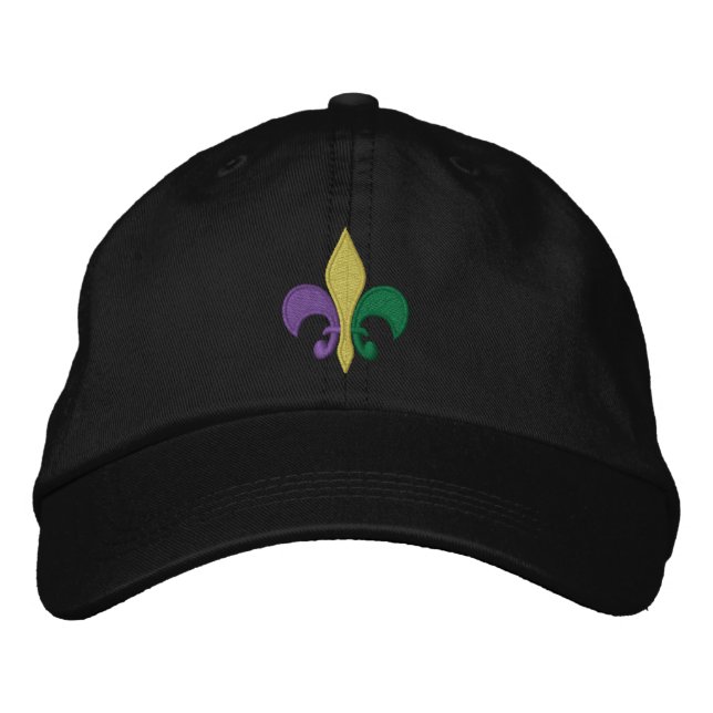 Casquette Brodée Mardi Gras ~ Fleur De Lis (Devant)
