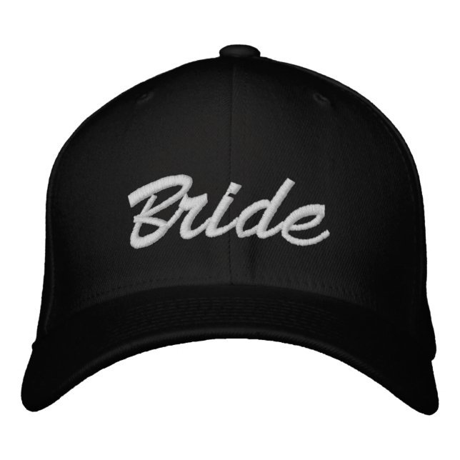 Casquette Brodée Mariage noir blanc script personnalisé élégant mar (Devant)