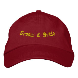 Casquette Brodée Mariée Marié Chapeau Personnalisé de Mariage Rouge