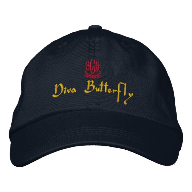 Casquette Brodée Marine des papillons Diva (Devant)