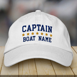 Casquette Brodée Marine Nautique Bleu Capitaine Votre nom de bateau