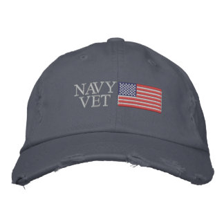 Casquette Brodée Marine Vet avec drapeau américain