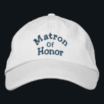 Casquette Brodée Matron D'Honneur Mariage<br><div class="desc">Matron D'Honneur mignon casquette de baseball. Parfait pour toutes vos fonctions et événements mariages. J'ai des casquettes disponibles dans mon magasin pour chaque membre de votre mariage. Cliquez sur Personnaliser pour modifier la couleur de la police. Visitez Smilin' Eyes Treasures pour plus d'invitations de mariage et de mariage, de cartes...</div>