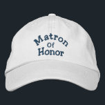 Casquette Brodée Matron D'Honneur Mariage<br><div class="desc">Matron D'Honneur mignon casquette de baseball. Parfait pour toutes vos fonctions et événements mariages. J'ai des casquettes disponibles dans mon magasin pour chaque membre de votre mariage. Cliquez sur Personnaliser pour modifier la couleur de la police. Visitez Smilin' Eyes Treasures pour plus d'invitations de mariage et de mariage, de cartes...</div>