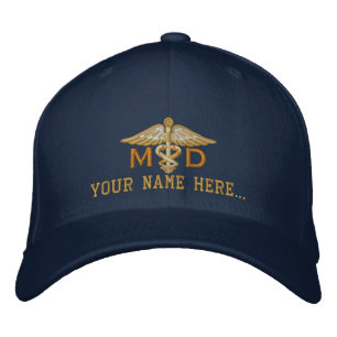 Casquette Brodée MD personnalisé Votre texte Caduceus Médicale