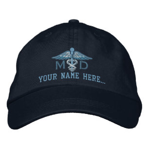 Casquette Brodée MD personnalisé Votre texte Caduceus Médicale