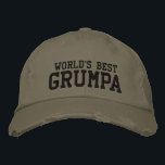 Casquette Brodée Meilleur grand-père du monde | Amusant grand-père<br><div class="desc">Un texte simple et vintage d'un surnom attachant pour les meilleurs grands-pères grincheux du monde - grumpa. Customisez le texte pour inclure votre pseudo préféré.</div>