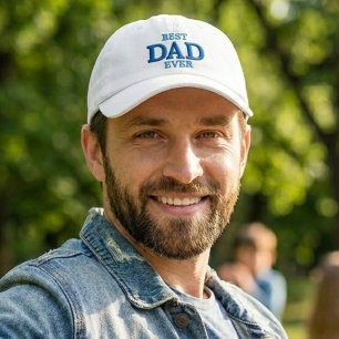 Casquette Brodée Meilleur Papa de Tous les Temps Typographie Bleue
