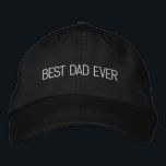 Casquette Brodée Meilleur papa Jamais noir blanc minimaliste texte<br><div class="desc">Meilleur papa Jamais noir blanc texte personnalisé mignon cool moderne brodé Casquette de baseball. Style moderne,  minimaliste,  simple,  élégant. avec texte entièrement personnalisable. Disponible en plusieurs couleurs et options de style.</div>