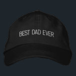 Casquette Brodée Meilleur papa Jamais noir blanc minimaliste texte<br><div class="desc">Meilleur papa Jamais noir blanc texte personnalisé mignon cool moderne brodé Casquette de baseball. Style moderne,  minimaliste,  simple,  élégant. avec texte entièrement personnalisable. Disponible en plusieurs couleurs et options de style.</div>