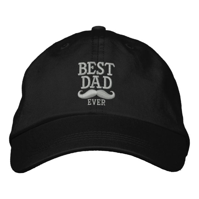 Casquette Brodée Meilleur papa jamais Super Papa Mustache Broderie (Devant)