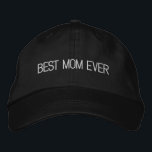 Casquette Brodée Meilleure maman Jamais noir blanc texte personnali<br><div class="desc">Best Mom Ever noir blanc texte personnalisé mignon cool moderne brodé Casquette de baseball. Style moderne,  minimaliste,  simple,  élégant. avec texte entièrement personnalisable. Disponible en plusieurs couleurs et options.</div>