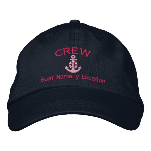 Casquette Brodée Membre d'équipage Votre nom de bateau Votre nom ou (Devant)