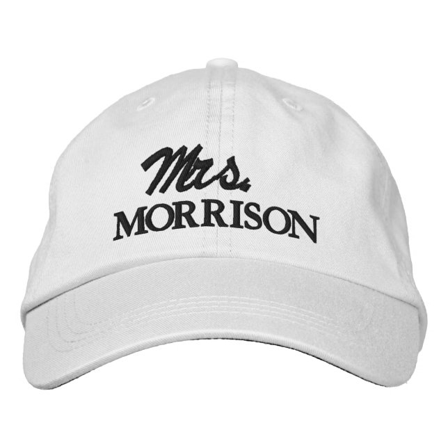Casquette Brodée Mme Nom de famille noir et blanc mignon (Devant)