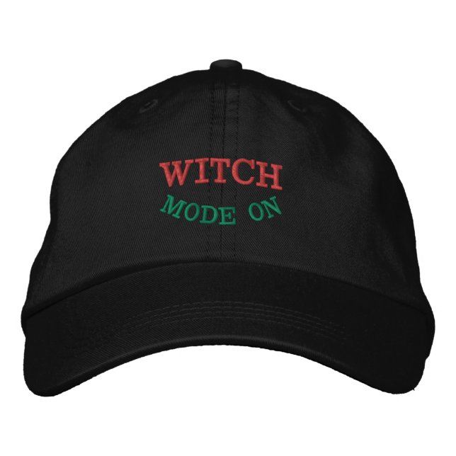 Casquette Brodée MODE SORCIÈRE ACTIVÉ Texte personnalisé Qualité su (Devant)