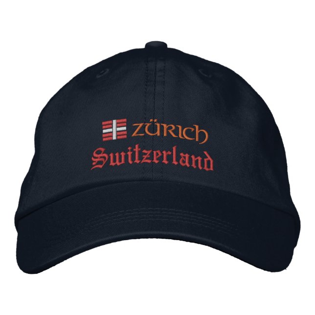 Casquette Brodée Mode Zürich & Suisse / Drapeau Suisse Patriotes (Devant)
