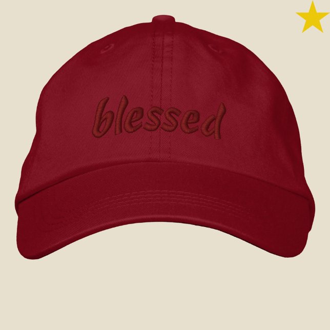 Casquette Brodée Modern Minimalist Red Blessed Cursive Typography (Créateur téléchargé)
