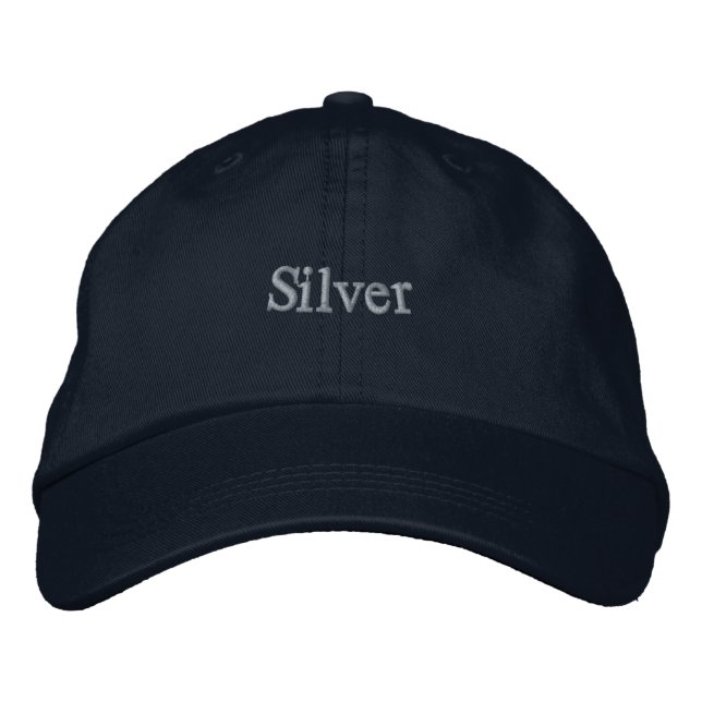 Casquette brodée moderne avec texte argenté (Devant)